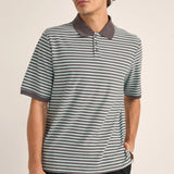 Stripe SS Polo - Charcoal