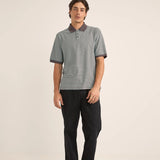 Stripe SS Polo - Charcoal