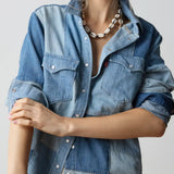 Patchwork Iconic Western Denim Shirt - Denim On Denim
