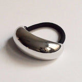 Wide Crescent Metal Ponytail Hair Tie - Silver