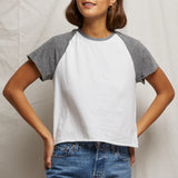 Britt Tee - White / Heather Grey