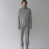 Cashmere Blend High Neck Knit - Grey