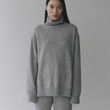 Cashmere Blend High Neck Knit - Grey