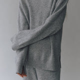 Cashmere Blend High Neck Knit - Grey