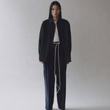 Thin Corduroy Wide Leg Pants - Navy