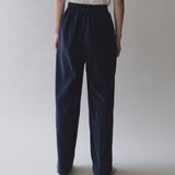 Thin Corduroy Wide Leg Pants - Navy