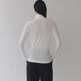 Thin Ribbed Roll Neck Top - White
