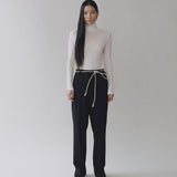 Thin Ribbed Roll Neck Top - White