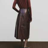 Faux Leather Skirt - Burgundy