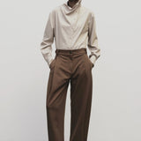 Asymmetric Stripe Shirt - Beige
