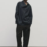 Wool Blend Workwear Pants - Navy
