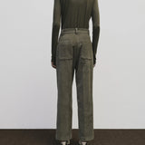 Roll Neck Jersey Top - Light Olive