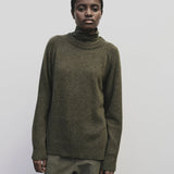 Roll Neck Jersey Top - Light Olive