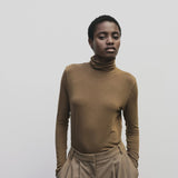 Roll Neck Jersey Top - Light Brown