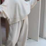 Camden Rippled Cotton Curve Pant - Cream