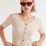 Ribbed Cardi - Beige