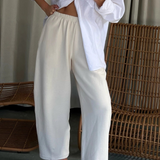 Camden Rippled Cotton Curve Pant - Cream