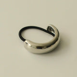 Wide Metal Ponytail Hair Tie - Silver