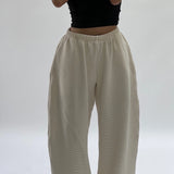 Camden Rippled Cotton Curve Pant - Cream
