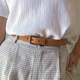 Slim Leather Belt - Saddle