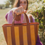 Gorriti Striped Handbag - Tobacco/ Saddle