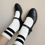Her Varsity Socks - Cream / Black