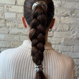 Wide Crescent Metal Ponytail Hair Tie - Silver