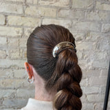 Wide Crescent Metal Ponytail Hair Tie - Silver