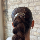 Wide Crescent Metal Ponytail Hair Tie - Silver
