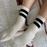 Her Varsity Socks - Cream / Black
