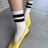 Her Varsity Socks - Cream / Black