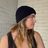Merino Wool Beanie - Navy