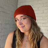 Merino Wool Beanie - Brick Red
