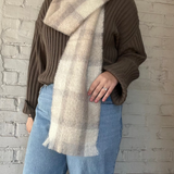 Drumin Mohair Scarf - Fawn Plaid