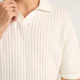 Relaxed Knit SS Polo - Natural