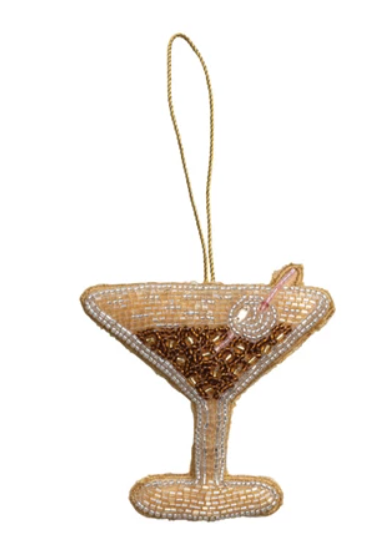 Beaded Cocktail Ornament - Brown