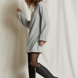 Anette Mock Neck Mini Dress - Heather Grey