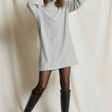 Anette Mock Neck Mini Dress - Heather Grey