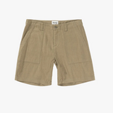 Worn Path Textured Linen Shorts - Olive