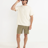 Worn Path Textured Linen Shorts - Olive