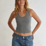 Blondi Rib Tank - Dark Heather Grey