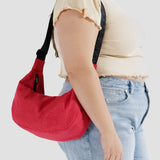 Medium Nylon Crescent Bag - Candy Apple