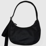 Medium Recycled Leather Crescent Bag - Black
