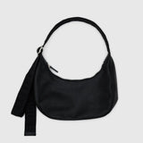Small Recycled Leather Crescent Bag - Black