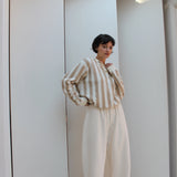 Camden Rippled Cotton Curve Pant - Cream