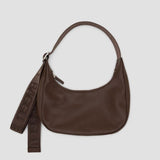 Small Recycled Leather Crescent Bag - Brown