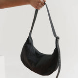 Medium Nylon Crescent Bag - Black