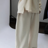 Camden Rippled Cotton Curve Pant - Cream