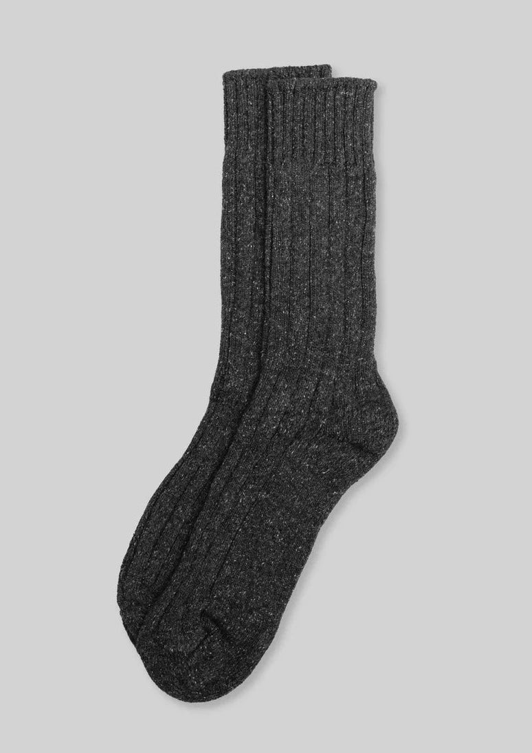 Wool Silk Boot Socks - Charcoal