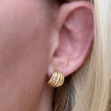 Rounded Ridged Hoops - Gold